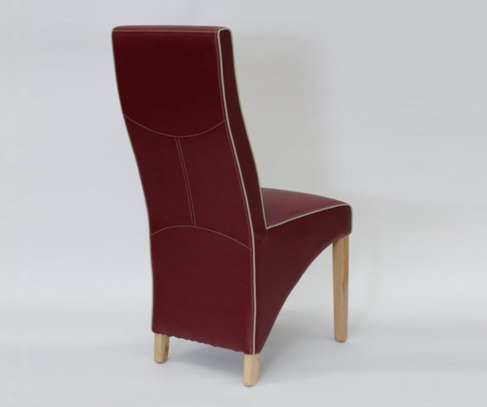 Homestyle GB Wave Ruby Bonded Leather Dining Chair with Piping in Pair