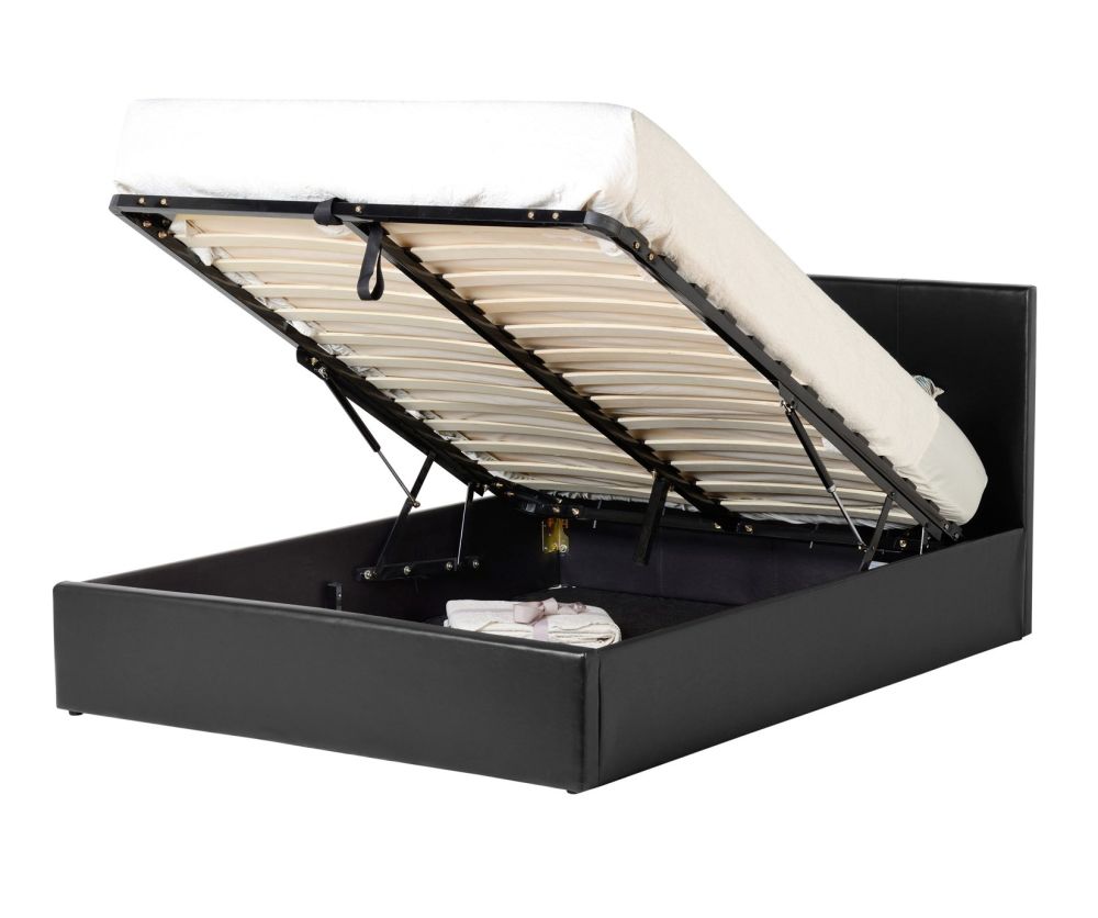 Seconique Waverley Black Faux Leather Ottoman Storage Bed