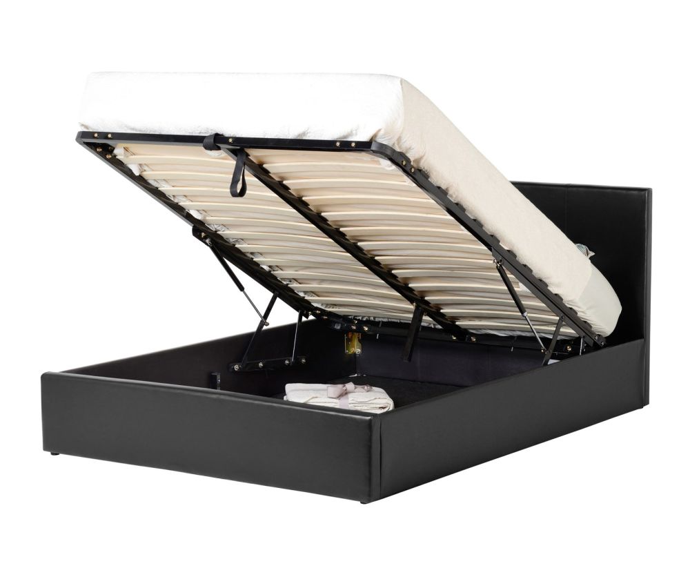 Seconique Waverley Black Faux Leather Ottoman Storage Bed
