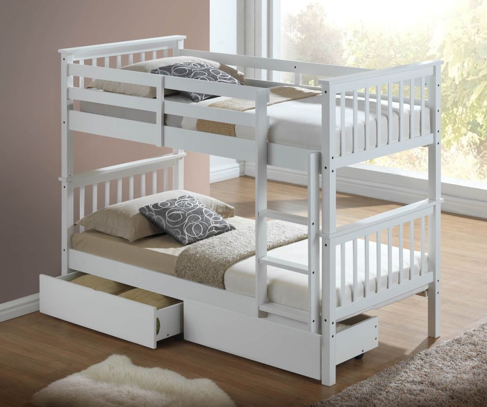 Artisan White Wooden Bunk Bed Frame