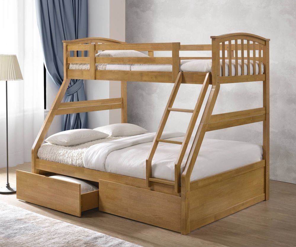 Artisan Oak Three Sleeper Wooden Bed Frame