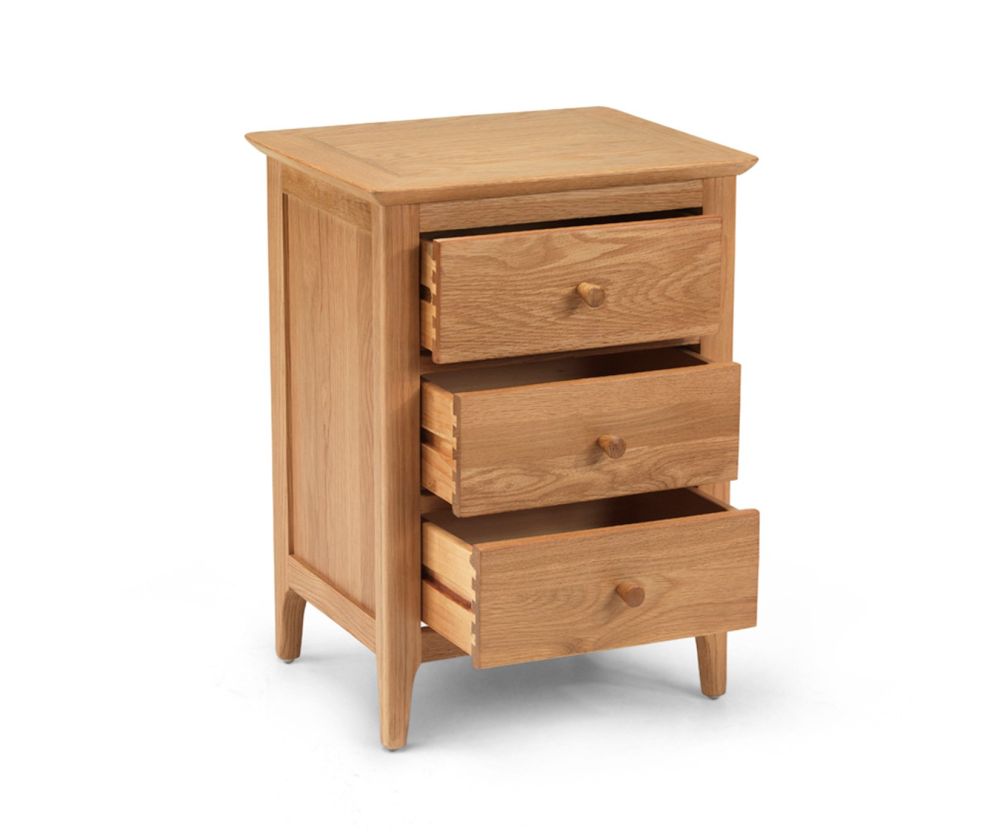 Heritance Corbet Oak 3 Drawer Bedside