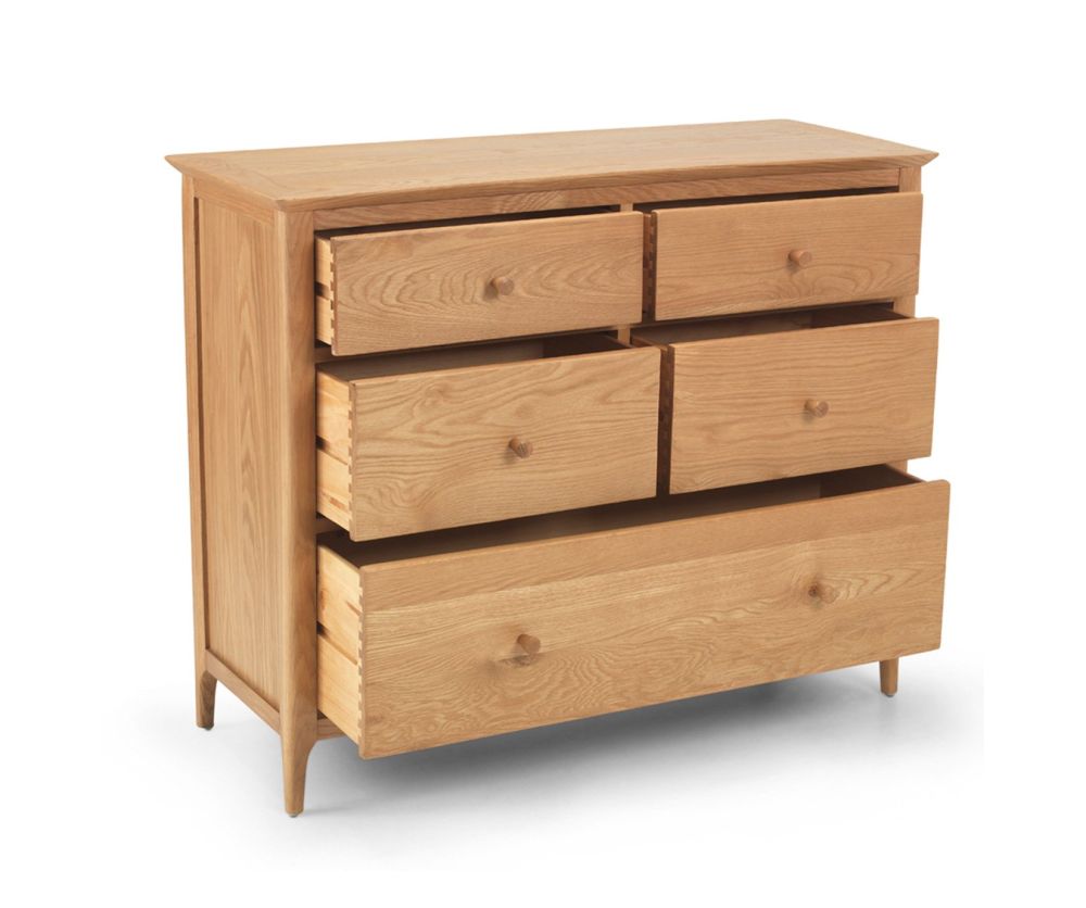 Heritance Corbet Oak 5 Drawer Wide Chest