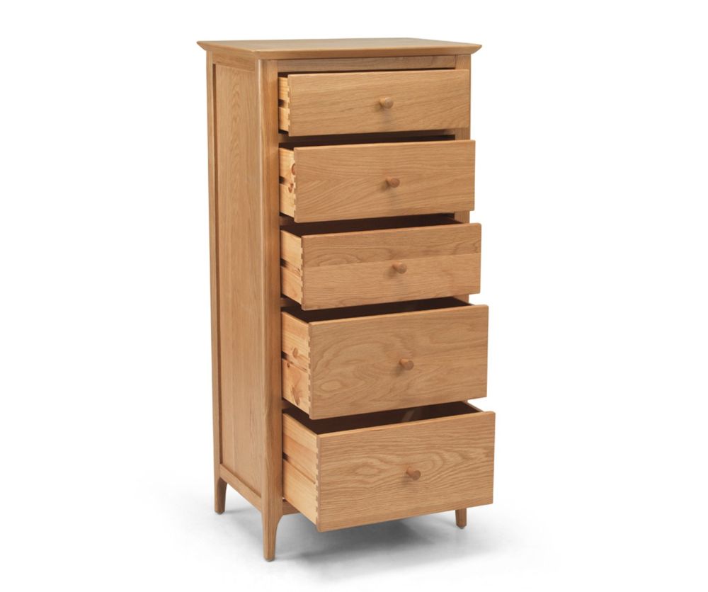 Heritance Corbet Oak 5 Drawer Tall Chest