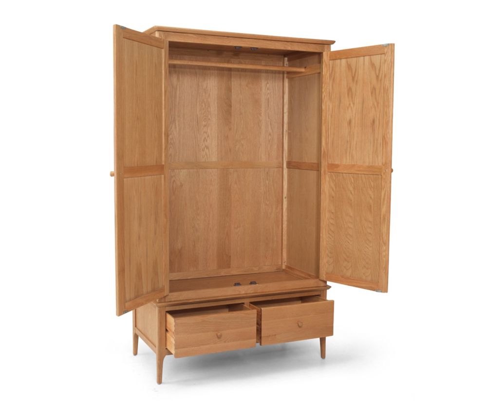 Heritance Corbet Oak Double Wardrobe with Drawer