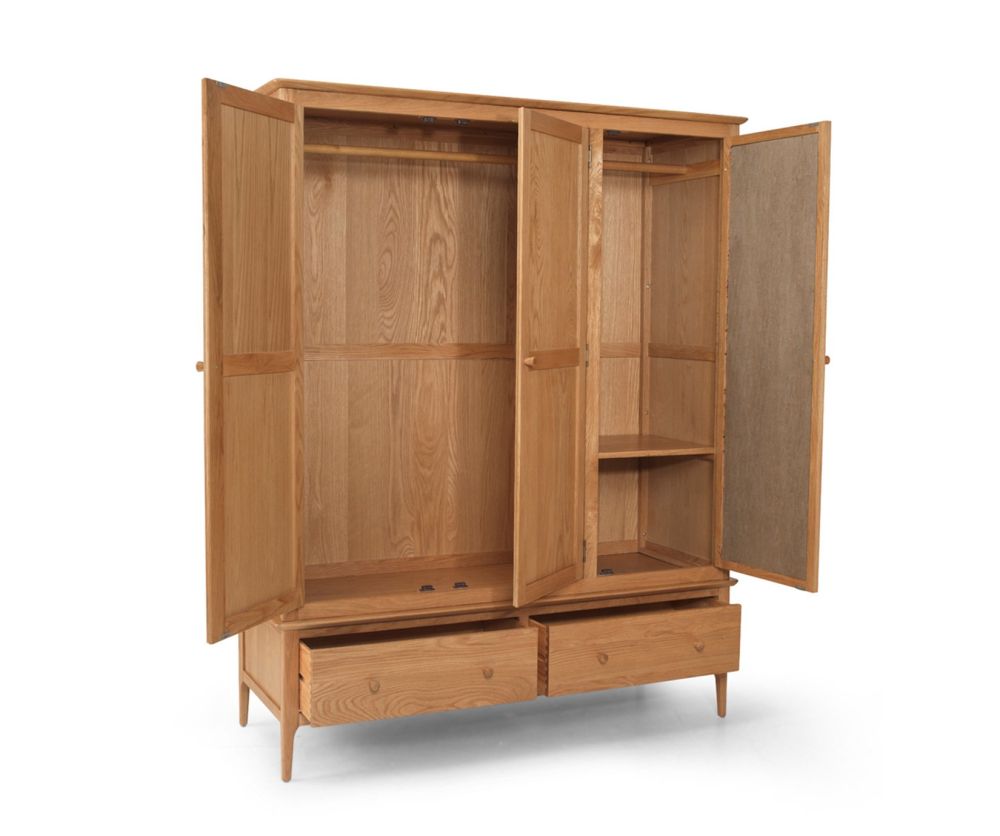 Heritance Corbet Oak Triple Wardrobe with Mirror