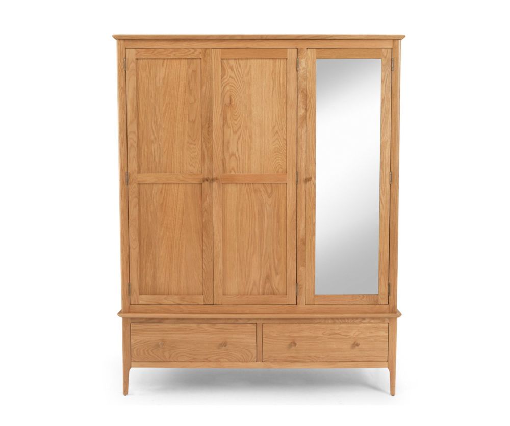 Heritance Corbet Oak Triple Wardrobe with Mirror