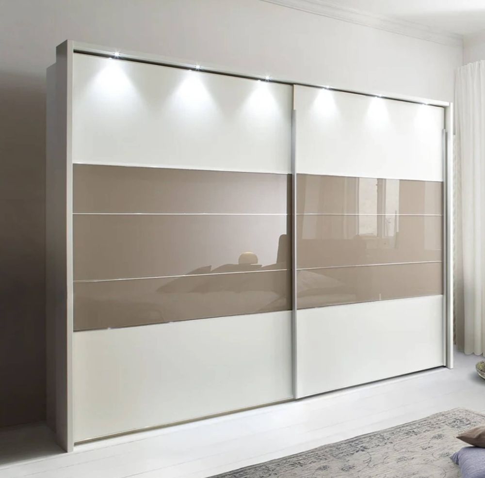 Wiemann Arco White Carcase with Nordic Oak Front 2 Door Sliding Wardrobe-W300cm
