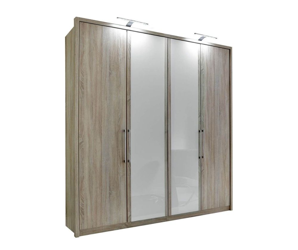 Wiemann Berlin 4 Door Wardrobe in White Glass - W 200cm