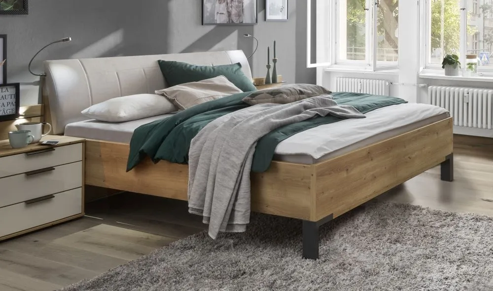 Wiemann Denver Futon Bed with Champagne Faux Leather Cushion Headboard