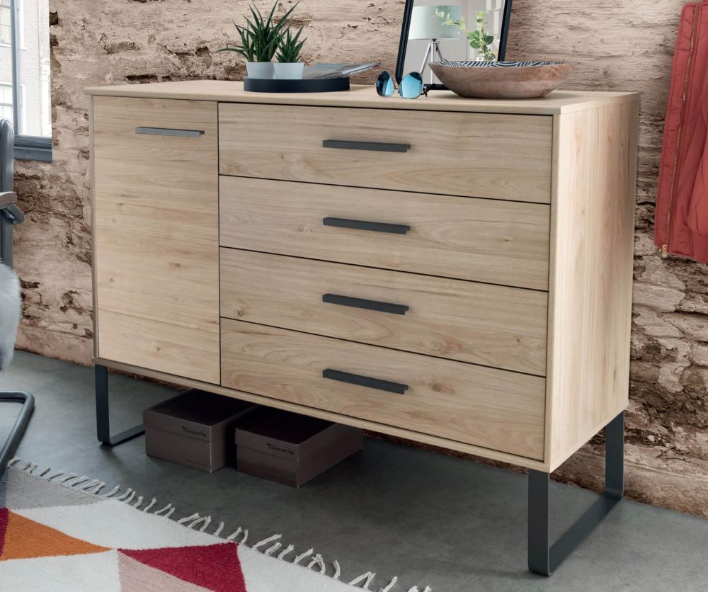 Wiemann Brussels 5 Drawer Chest with Black Sliding Feet - H 86cm