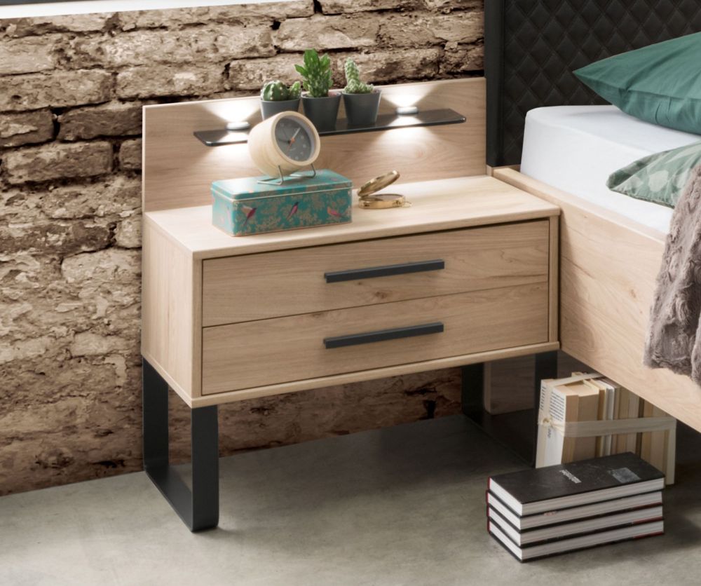 Wiemann Brussels 2 Drawer Bedside Cabinet with Angled Feet - W 40cm