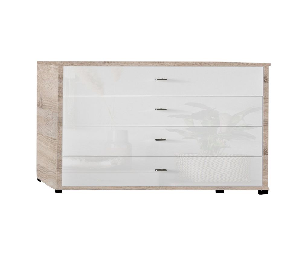 Wiemann Kansas 5 Drawer Chest with Champagne Glass Front - W 80cm