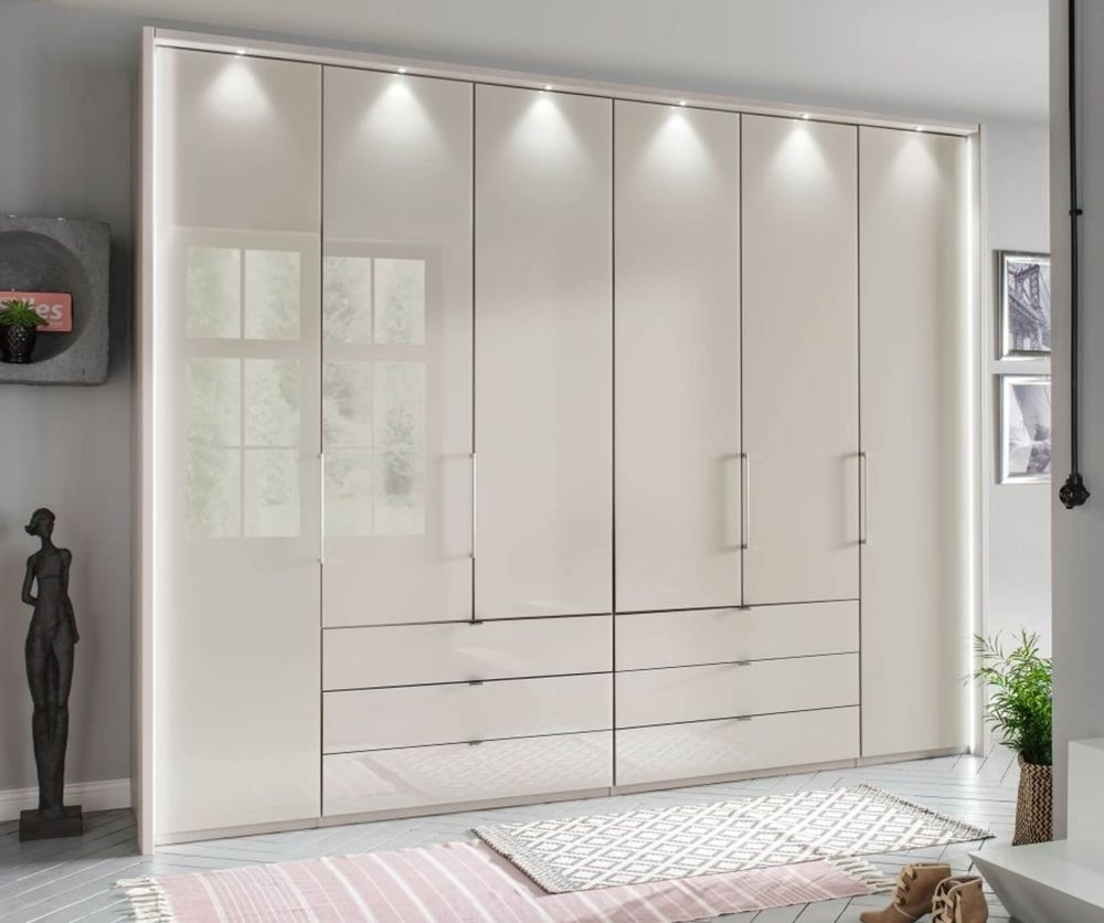 Wiemann Kansas 4 Door 6 Drawer Wardrobe with Champagne Glass Front - W 200cm