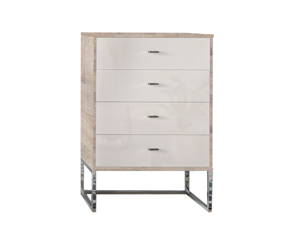 Wiemann Kansas 5 Drawer Chest with Champagne Glass Front - W 60cm