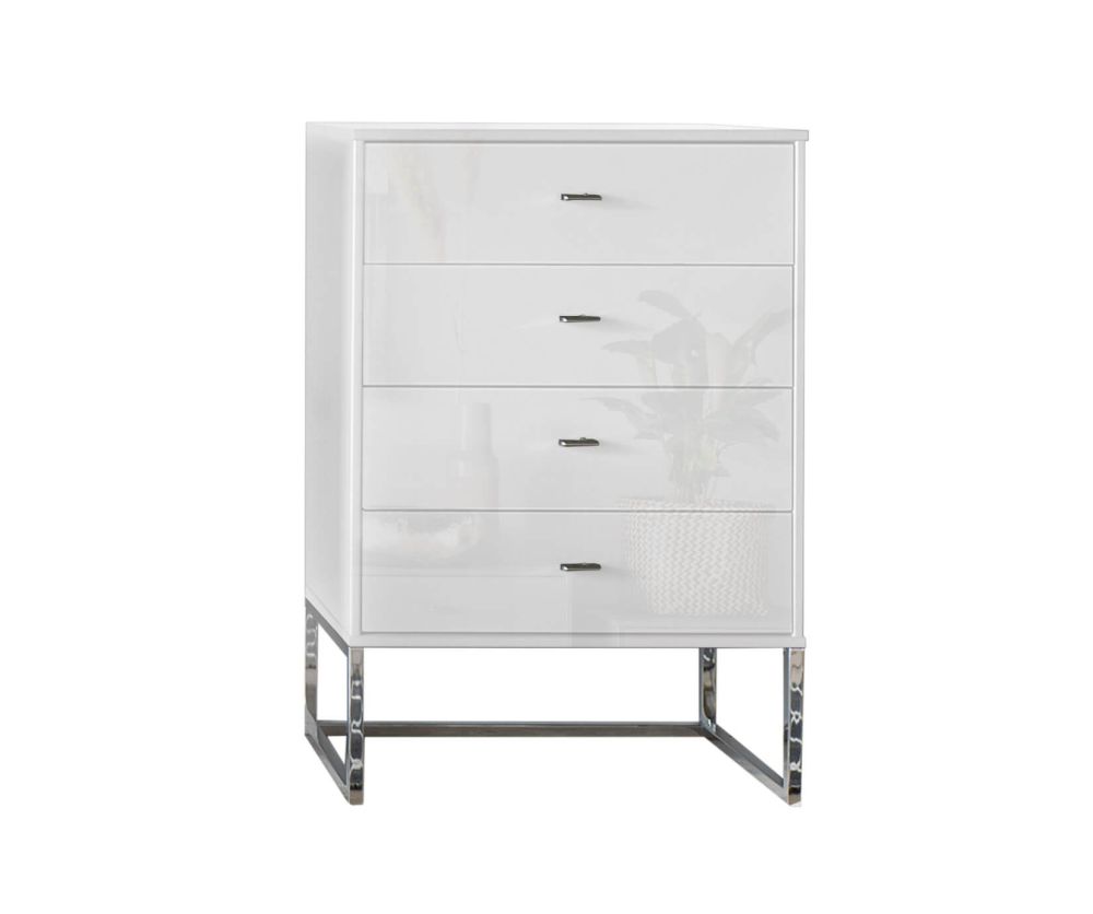 Wiemann Kansas 5 Drawer Chest with White Glass Front - W 40cm