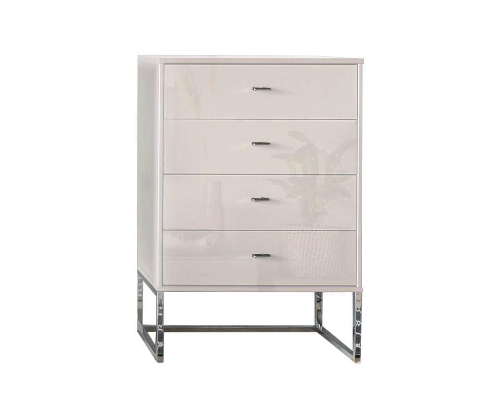 Wiemann Kansas 4 Drawer Chest with Champagne Glass Front - W 40cm