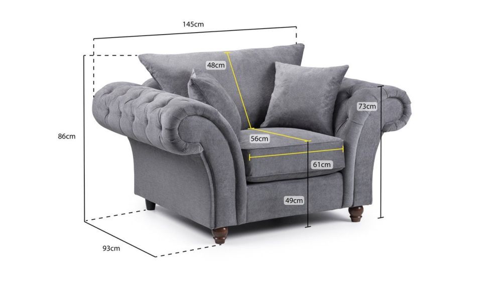 Mossley Fullback Stone Fabric Armchair