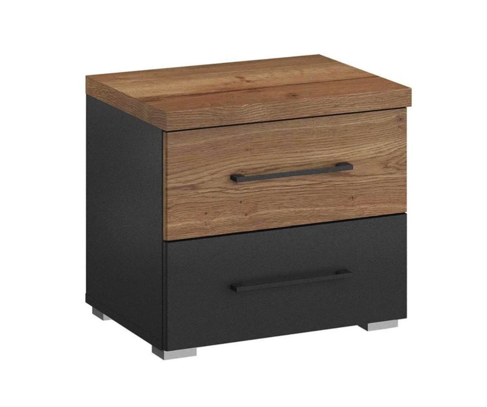 Rauch Winnipeg Metallic Grey 2 Drawer Bedside Table