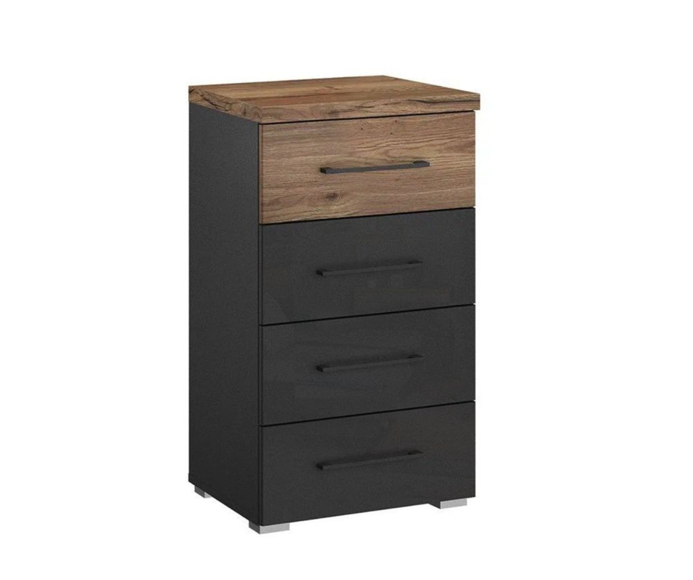 Rauch Winnipeg Metallic Grey Carcase with High Polish White Front 4 Drawer Chest
