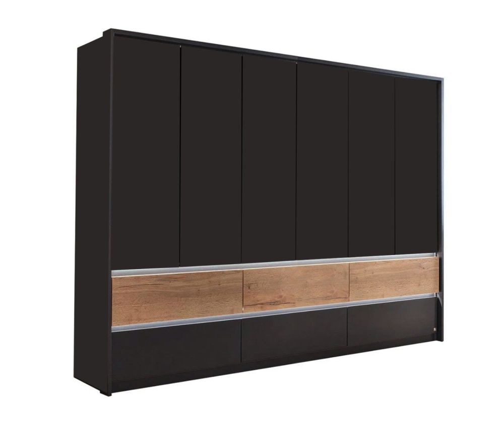Rauch Winnipeg Metallic Grey 6 Door 6 Drawer Combi Wardrobe