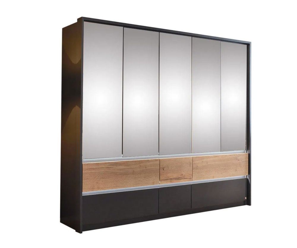Rauch Winnipeg Alpine White Carcase with High Polish White Front 6 Door 6 Drawer Combi Wardrobe