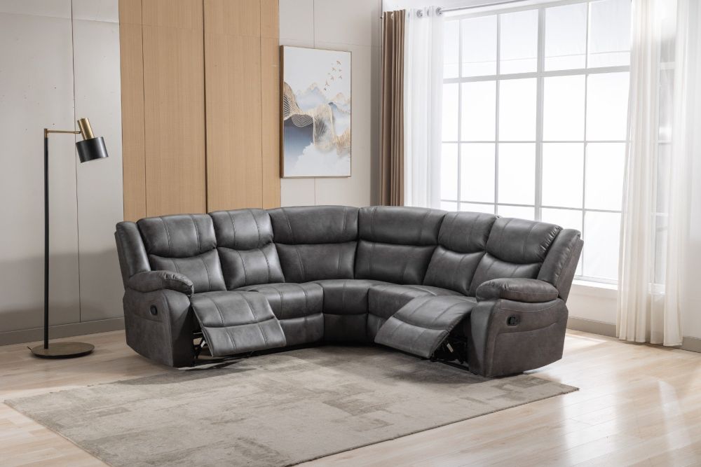 Paris Charcoal Fabric 2 Corner 2 Wedge Sofa with Arms
