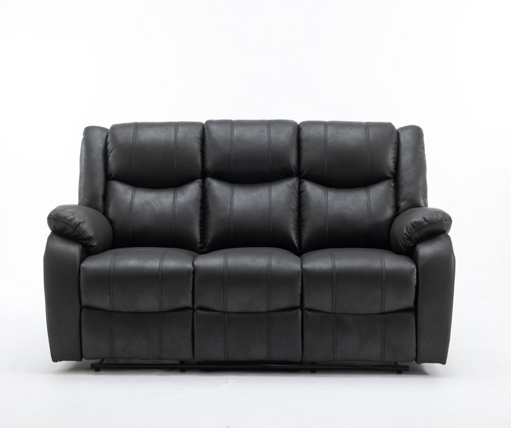 Paris Black Fabric 3 Seater Sofa