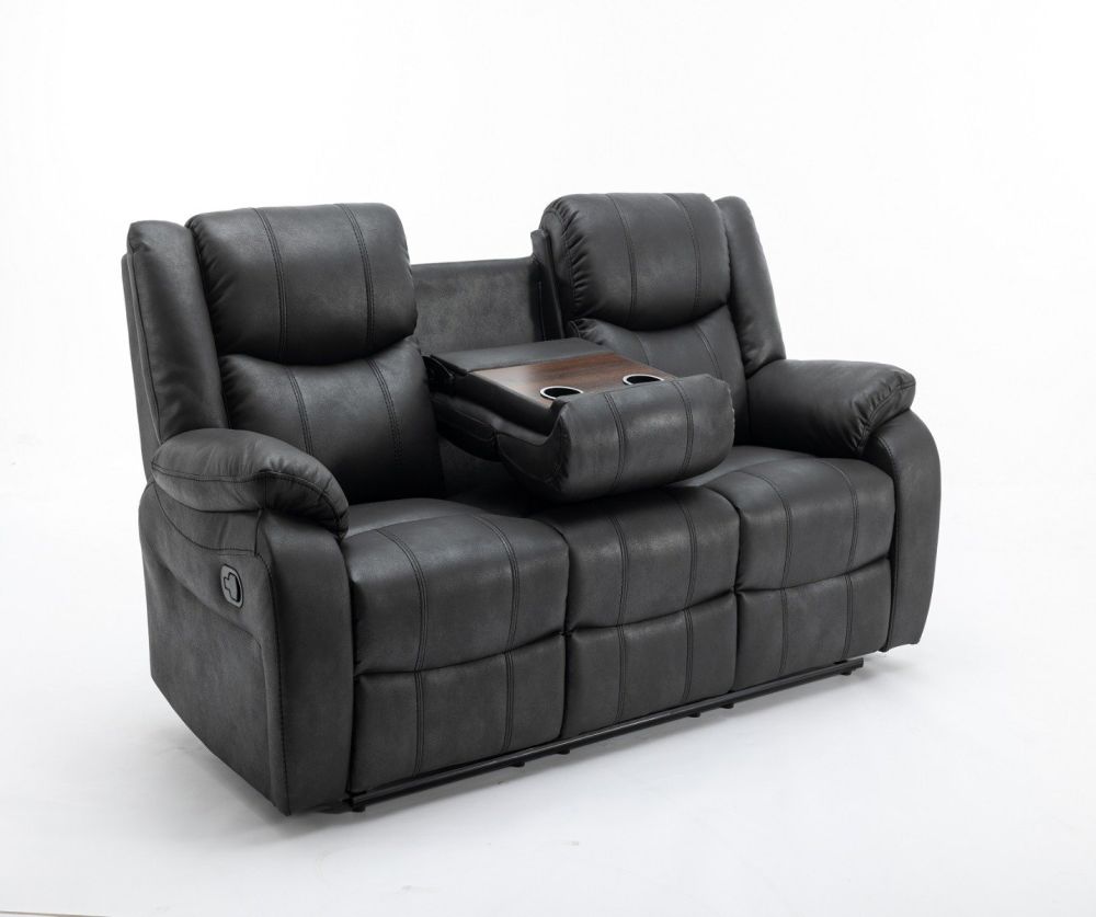 Paris Black Fabric 3 Seater Sofa