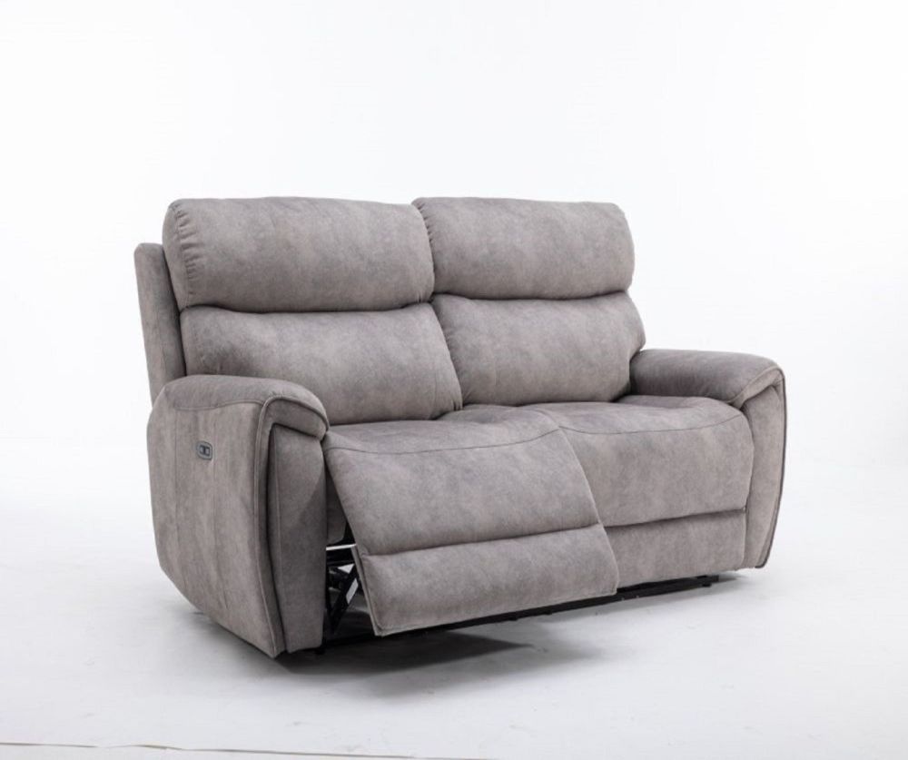 Seville Silver Fabric Recliner 3 Seater Sofa