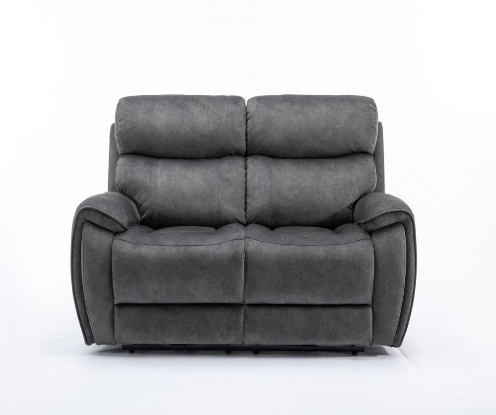 Seville Black Fabric Recliner 2 Seater Sofa