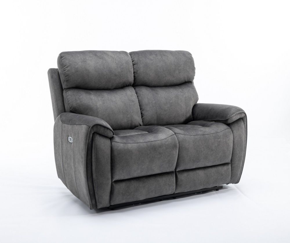 Seville Black Fabric Recliner 2 Seater Sofa