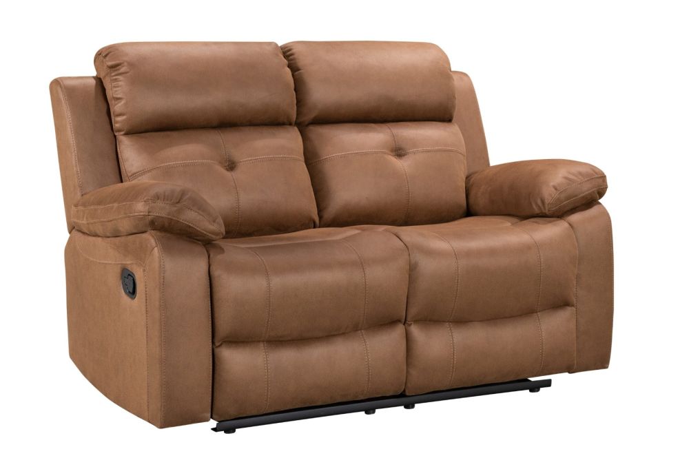 York Chestnut Fabric Recliner 2 Seater Sofa