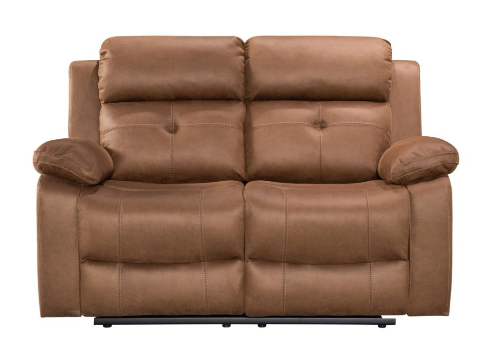 York Chestnut Fabric Recliner 2 Seater Sofa