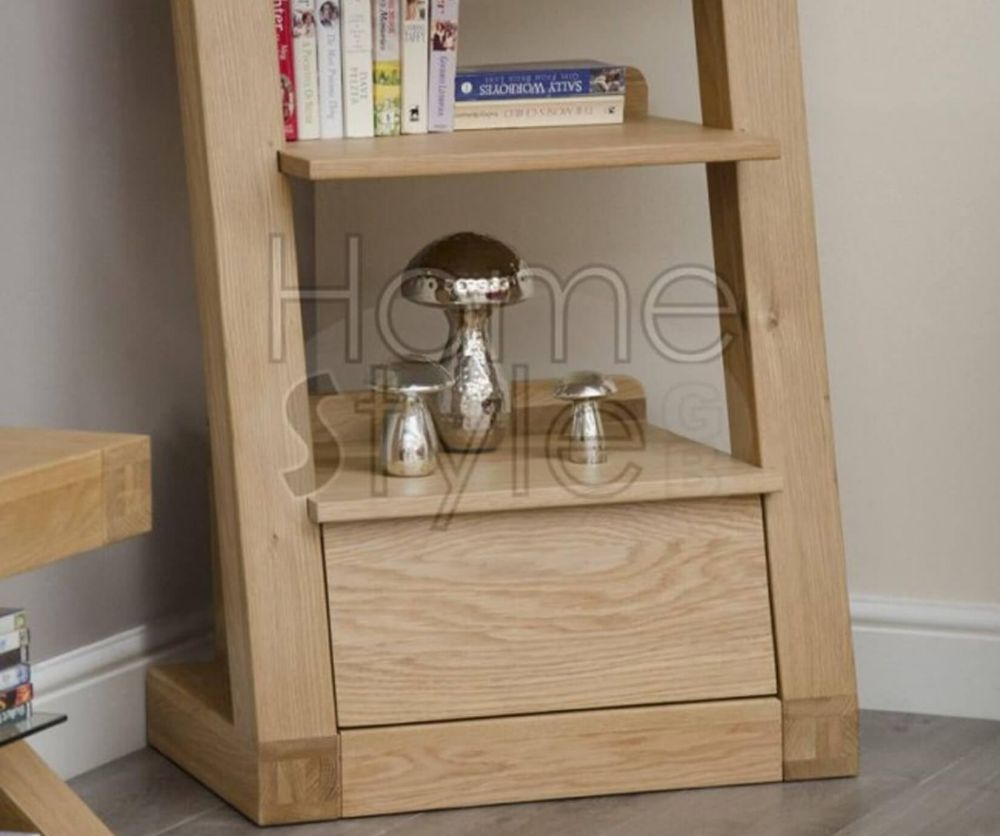 Homestyle GB Z Oak Designer 1 Drawer Narrow Bookcase