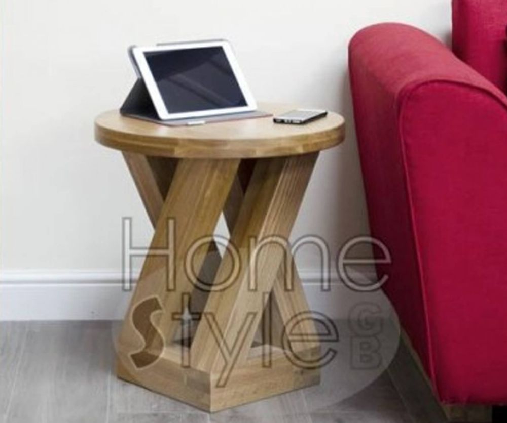 Homestyle GB Z Oak Designer Round 4Leg Lamp Table